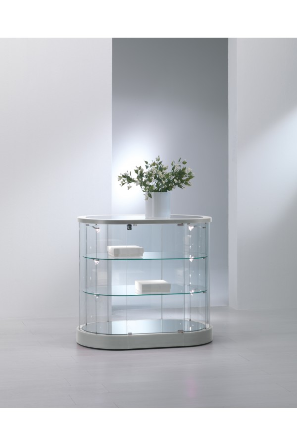 Design ovaal-ronde vitrine-toonbank 96x56x93cm